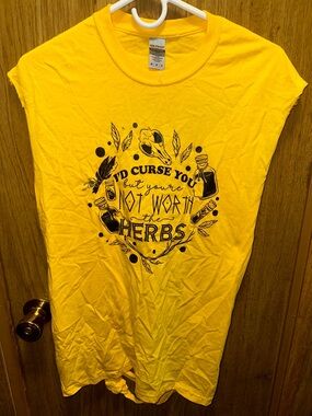 Custom Gildan Yellow Heavy Cotton Crewneck Muscle Shirt Tee